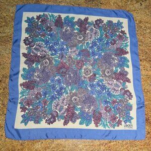Vintage Liberty of London Blue Floral All Silk Scarf ~ 22.25" x 23.25"
